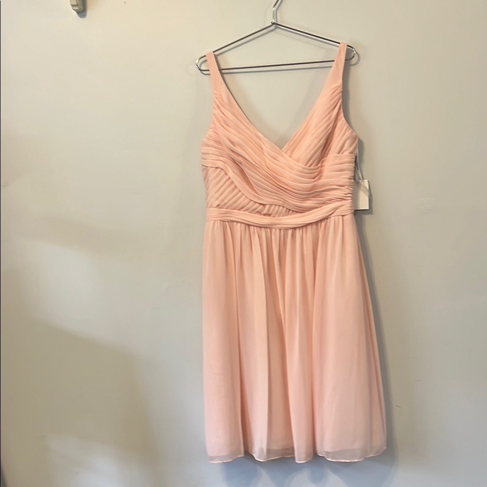 Peach Orange Ruched V-Neck Midi Dress‎ for Prom